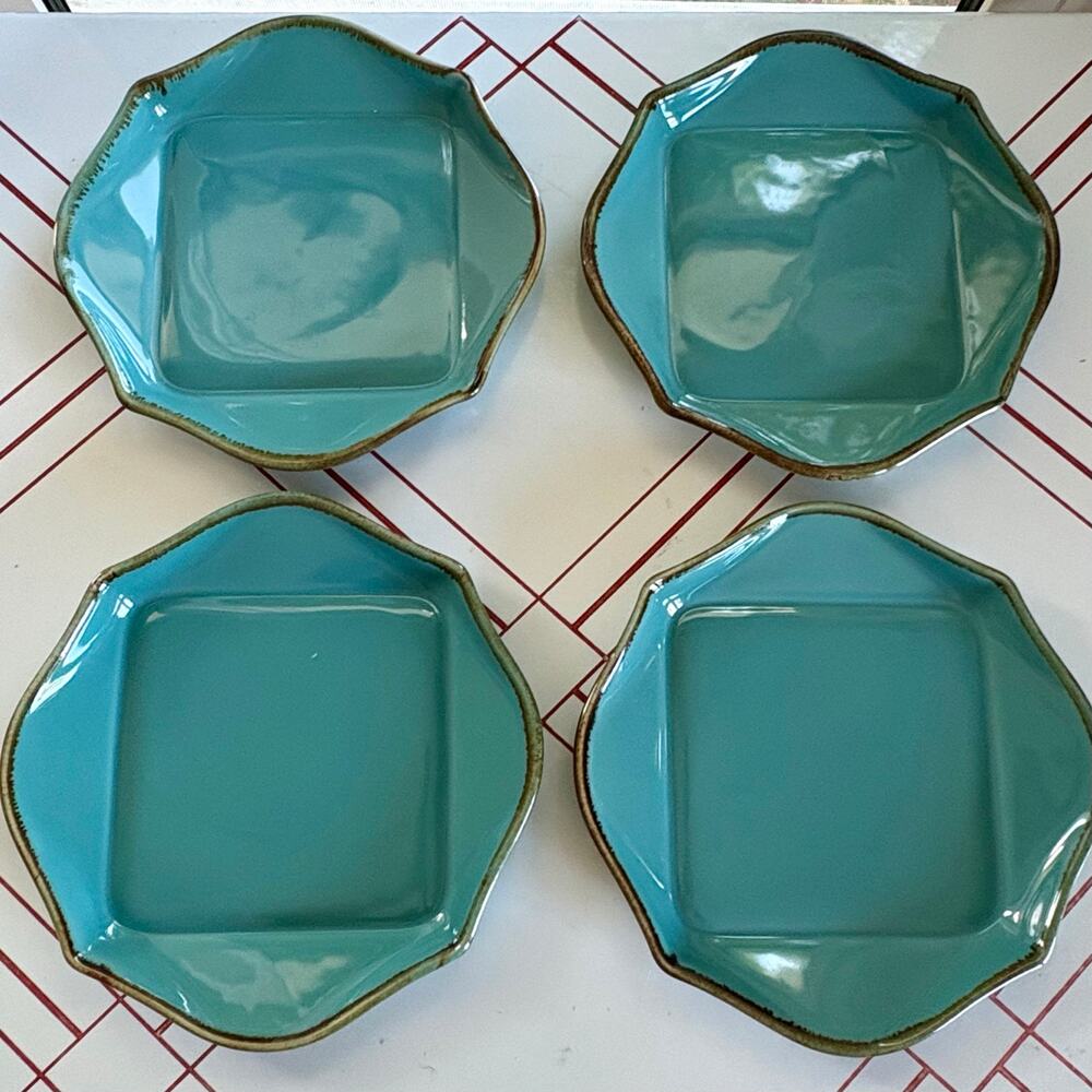 Southern Living at Home Teal Square Plates Set of 4 Brazil
